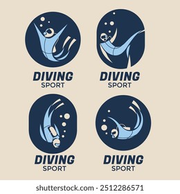 Set of Collection Diving Emblem Idea Design Template for Tournament and Club