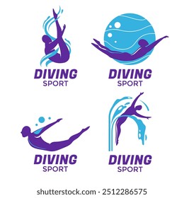 Set of Collection Diving Emblem Idea Design Template for Tournament and Club