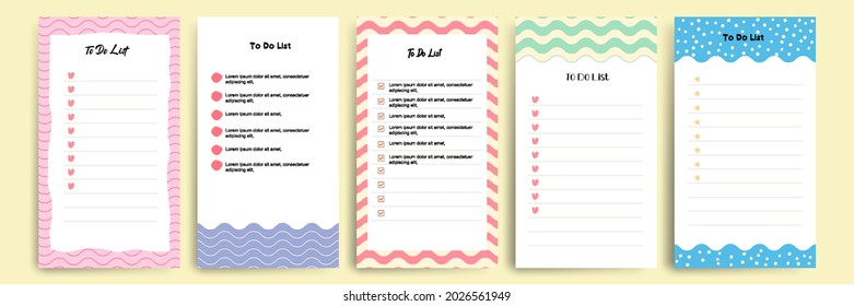 Set collection of to do check list blank daily or weekly planner. Suitable for print and web, social media story stories banner, diary, notebook template layout with file document geometric pattern