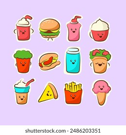 set of collection doodle food vector IIlustration 