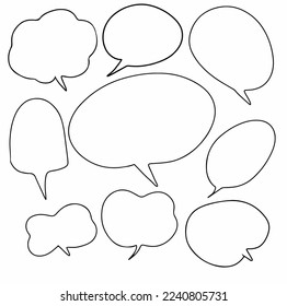 conjunto de burbujas de habla dibujadas a mano con doodle. icono de ilustración de diseño vectorial