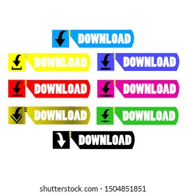 set collection of download icon with colorful design and download arrow for internet file and website application