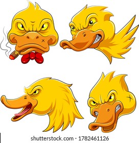 Set collection of duck Head Mascot of illustration