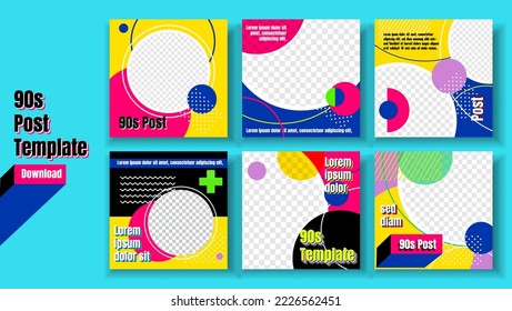 Set collection with editable trendy bright backgrounds for animation template, advertisement, commercial banner, flayer, sale, frame. Social media pack. colourful collection in 80-90ss styles, email