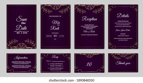 set collection elegant save the date wedding invitation card