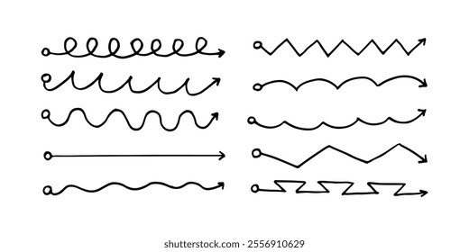 Set collection element of hand-drawn variety of arrow lines.