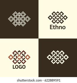 Set collection of the endless knot or eternal knot designs. One sign in different variations for your logo, tattoo, patterns... Vector illustration.