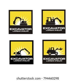 Set collection of excavator logo design