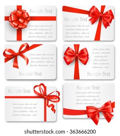 Set Collection of Festive Cards with Bows Isolated on White Background