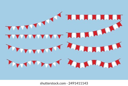 set of collection festive flag indonesia garland design template