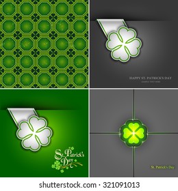 Set Collection Festive Saint Patrick's Day Card Background, Vector Eps 10