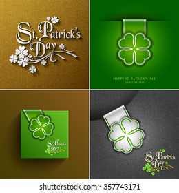 Set Collection Festive Saint Patrick's Day Card Background, Vector Eps 10