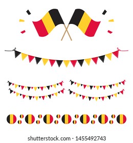 Set, collection of flags and design elements for national day in Belgium and for other holidays.