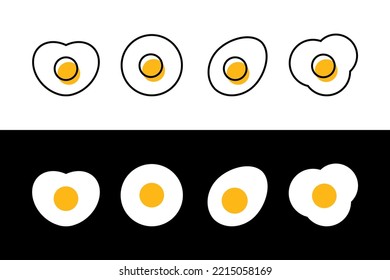 Set, collection of flat style and outlined eggs icons.