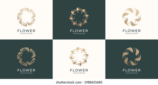 set of collection flower rose logo template. Creative concept flower logo design. Premium vector