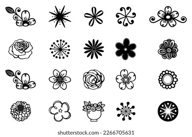 Set collection of flowers element. Set of flowers icons and symbols for decoration element. Vector illustration