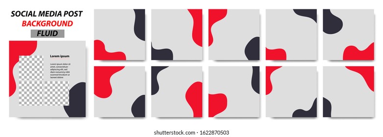 Set collection of fluid background 
square banner layout in black, red,  color - abstract, minimal, modern template design for social media post, stories, story, flyer, brochure, etc.