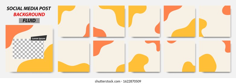 Set collection of fluid background 
square banner layout in yellow, orange color - abstract, minimal, modern template design for social media post, stories, story, flyer, brochure, etc.