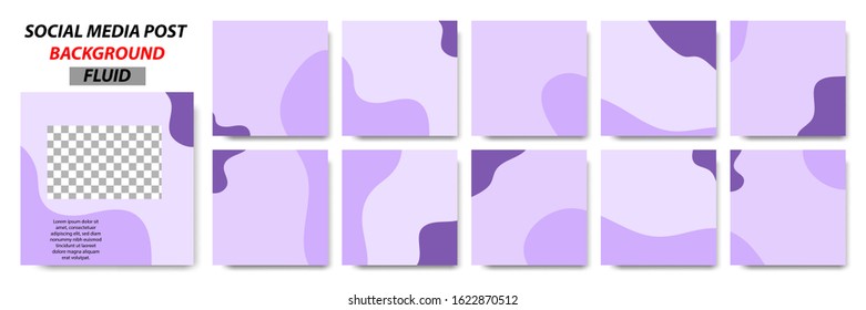 Set collection of fluid background 
square banner layout in purple color - abstract, minimal, modern template design for social media post, stories, story, flyer, brochure, etc.