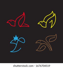 set collection flying  bird minimalist modern logo template

