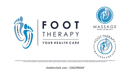 Set collection of foot therapy massage logo design with creative element Premium Vector