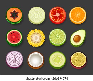 Set collection of fruit Natural