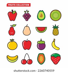 set of collection fruits vector