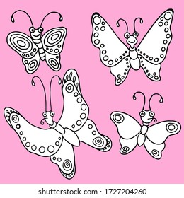 conjunto de imágenes vectoriales de mariposa divertida