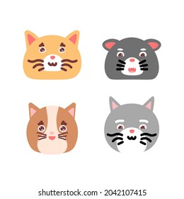 a set or collection of funny, cute, and adorable cat heads. animal icons. flat cartoon style. vector illustration design. for stickers, emojis and design elements