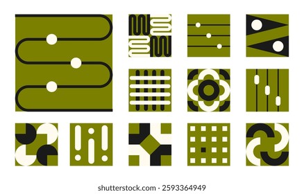 Set, collection geometric shapes. Trendy set with shapes different style. Bauhaus, futuristic, memphis. set of black bauhaus shapes, geometric abstract shapes. Modern design for cards, invitation