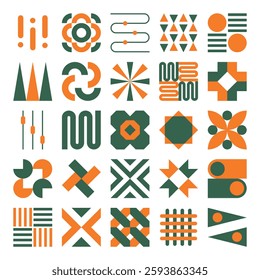 Set, collection geometric shapes. Trendy set with shapes different style. Bauhaus, futuristic, memphis. set of black bauhaus shapes, geometric abstract shapes. Modern design for cards, invitation