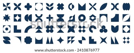 
Set, collection geometric shapes. Trendy set with shapes different style. Bauhause, futuristic, memphis. set of blue bauhaus shapes, geometric abstract shapes. Modern style