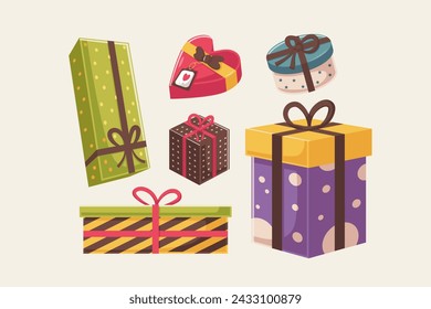 Set Collection of Gift Box Element Design