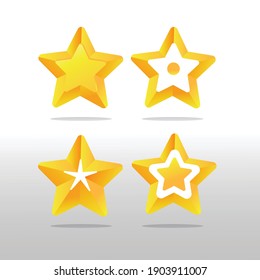set collection of golden stars for game rating system or medal of championship