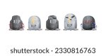 set of collection Gravestone rip Halloween rip watercolor vector illustration element on white background