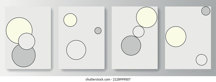 Set collection of gray backgrounds with circles of gray and beige colors