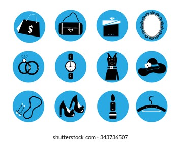 Set, collection, group of simple, fashion, black, white icons