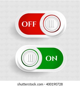Set, collection, group of two red, green icons, buttons On, Off, isolated on white background