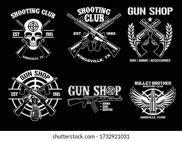 set collection of gun and weapon shooting club badge design