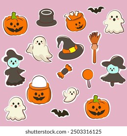 set of collection halloween elements vector 