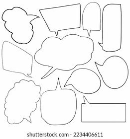 Set collection hand drawn blank speech bubbles. balloon, message, text, dialogue. Vector design illustration icon