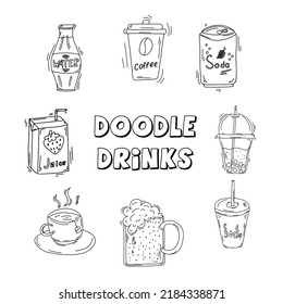 Set collection Hand drawn doodle drinks
