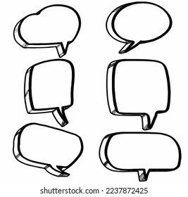 Set Kollektion von handgezeichnet doodle Sprache Blasen Cartoon Comic. Vektordesign-Illustration