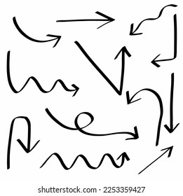 Establece el doodle de flechas dibujado a mano de la colección. Icono de ilustración de diseño de vector