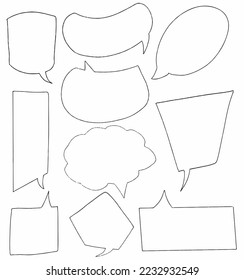 Set collection hand drawn speech bubbles. balloon, message, text, dialogue. Vector design illustration icon