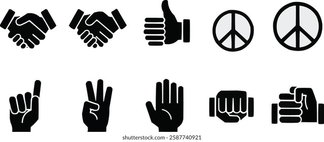 a set collection of hand gesture icon