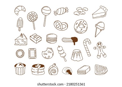 Kollektion handgezeichnete Sweet Food Illustration