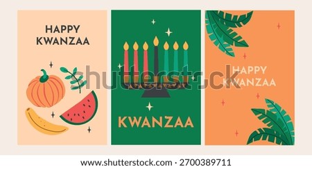 Set collection of Happy Kwanzaa card banner invitation poster