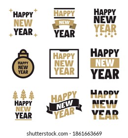 Set, collection Happy New Year 2021, simple lettering typographies, gifts or invitational card, invitation, decorated can be used on websites, invitational cards, visit cards, promotions EPS Vector