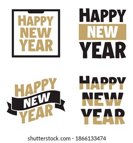 Set, collection Happy New Year 2021, simple lettering typographies, gifts or invitational card, invitation, decorated can be used on websites, invitational cards, visit cards, promotions EPS Vector